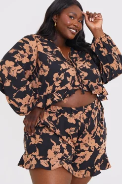 Abstract Floral Frill Co-Ord Shorts