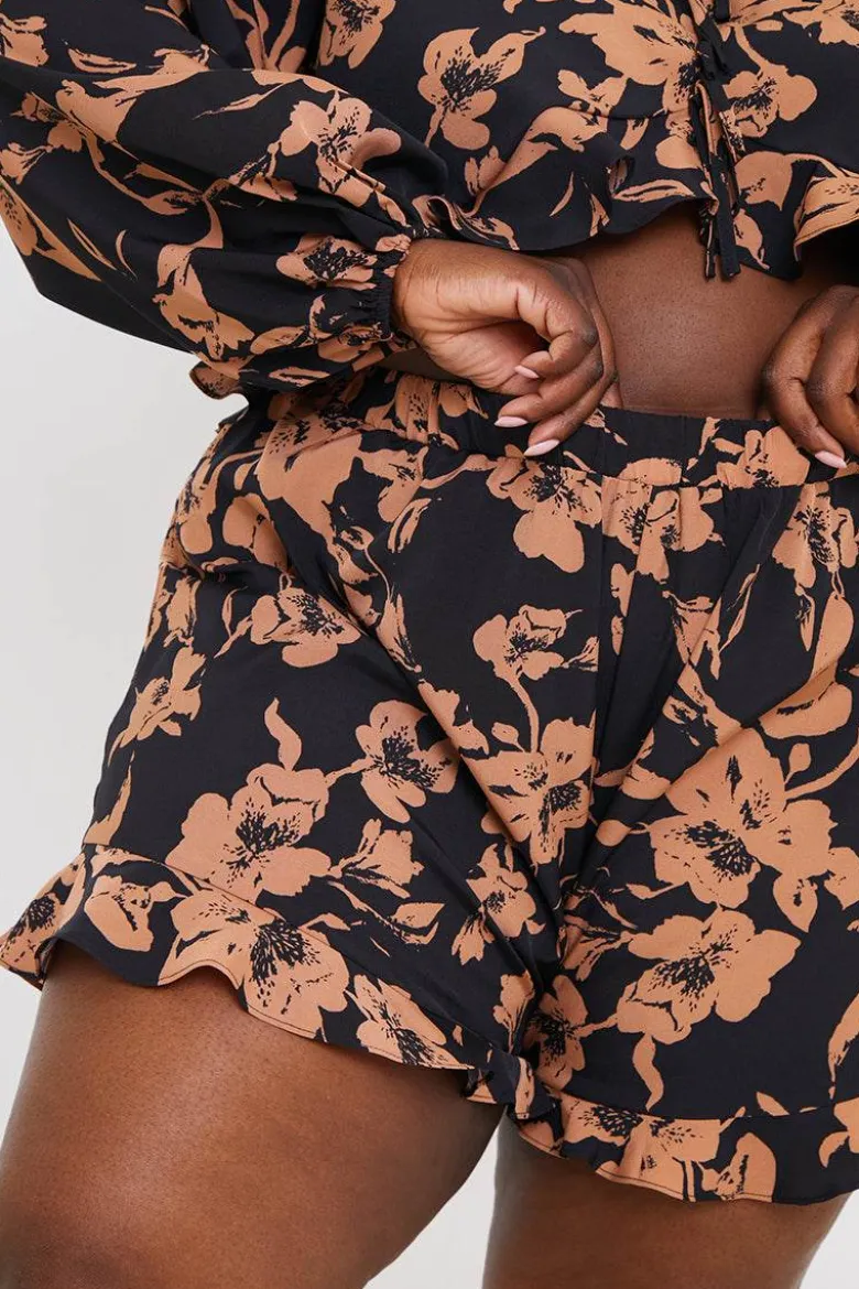 Abstract Floral Frill Co-Ord Shorts