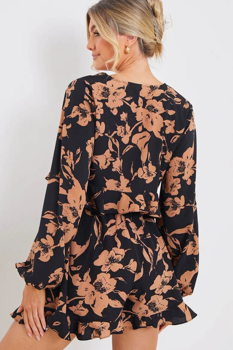 Abstract Floral Frill Co-Ord Shorts