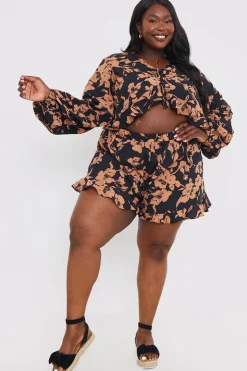 Abstract Floral Frill Co-Ord Shorts