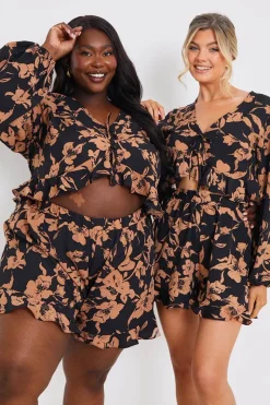 Abstract Floral Frill Co-Ord Shorts