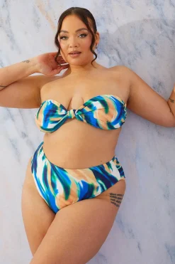 Abstract Print Bandeau Bikini Top