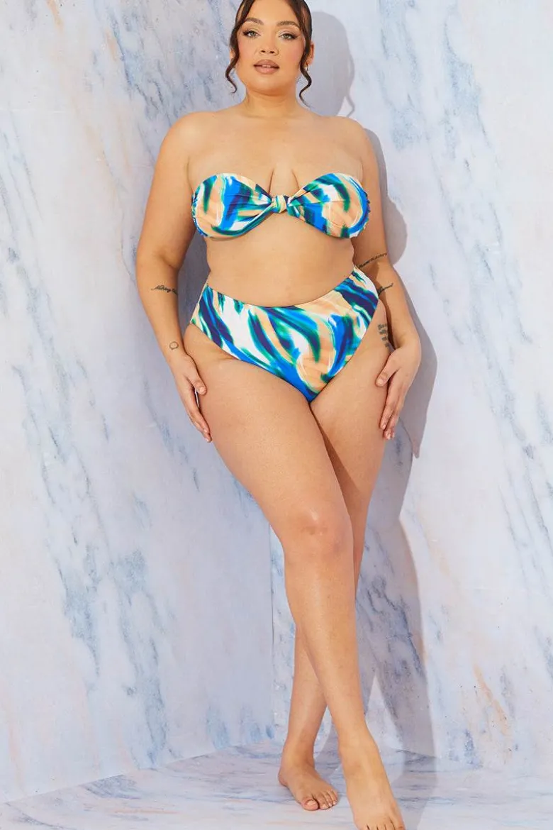 Abstract Print Bandeau Bikini Top