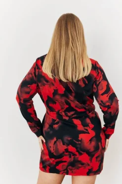 Abstract Print Wrap Mini Dress