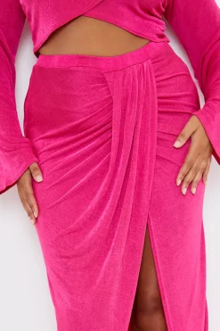 Acetate Slinky Wrap Co-Ord Midi Skirt