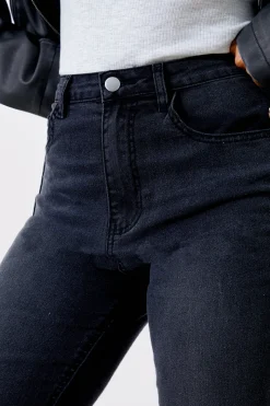 Acid Wash Straight Leg Split Hem Jeans