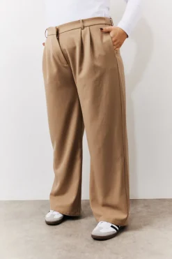 Adjustable Waist Pleat Wide Leg Trouser