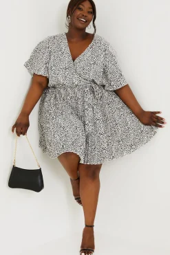 Animal Print Pleated Wrap Mini Dress
