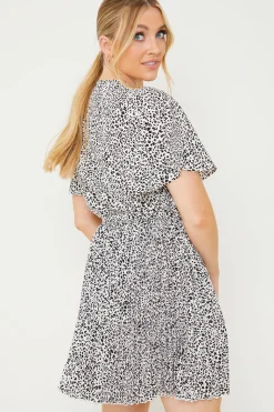 Animal Print Pleated Wrap Mini Dress