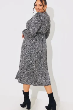 Animal Print Smock Midi Dress