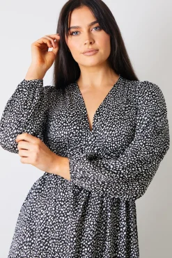 Animal Print Smock Midi Dress