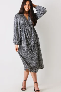 Animal Print Smock Midi Dress