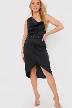 Asymmetric Cowl Neck Dress