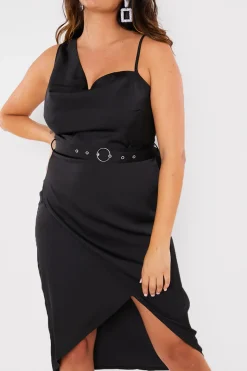 Asymmetric Cowl Neck Dress