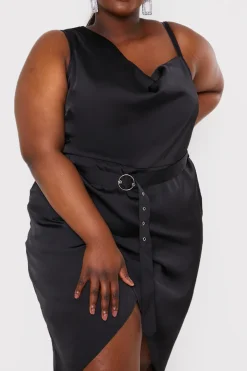 Asymmetric Cowl Neck Dress
