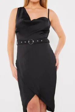 Asymmetric Cowl Neck Dress