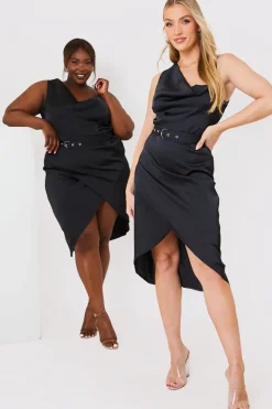 Asymmetric Cowl Neck Dress