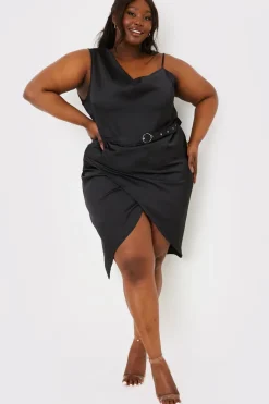 Asymmetric Cowl Neck Dress