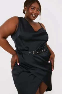 Asymmetric Cowl Neck Dress