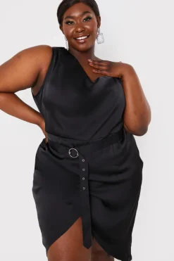 Asymmetric Cowl Neck Dress