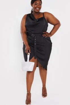 Asymmetric Cowl Neck Dress