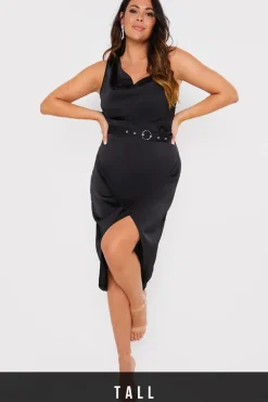 Asymmetric Cowl Neck Dress