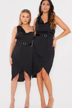 Asymmetric Cowl Neck Dress