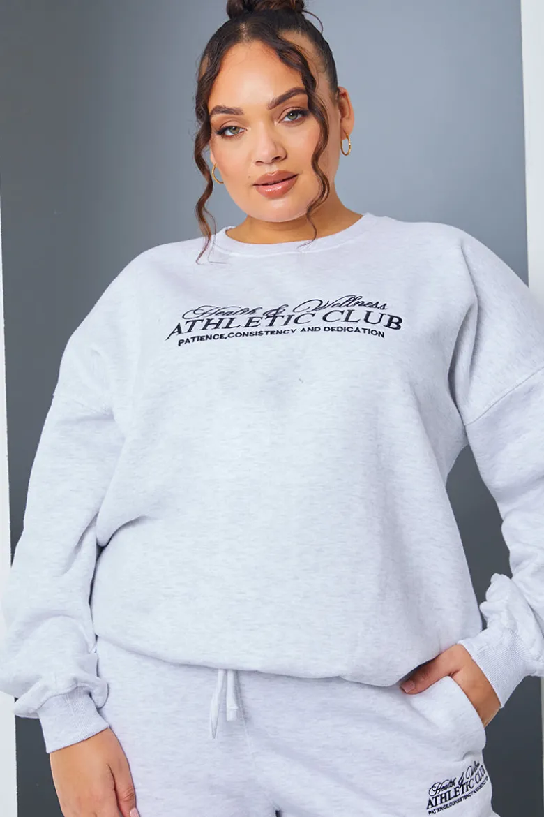 Athletic Club' Slogan Oversized Sweater
