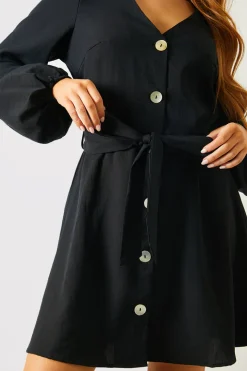 Balloon Sleeve Button Down Mini Dress