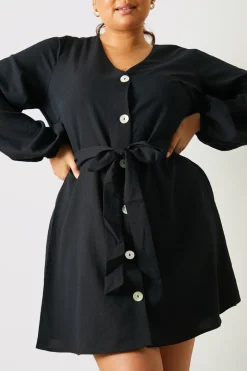 Balloon Sleeve Button Down Mini Dress