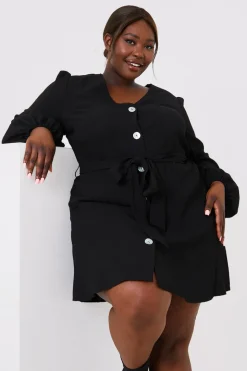 Balloon Sleeve Button Down Mini Dress