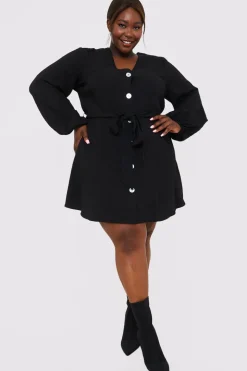 Balloon Sleeve Button Down Mini Dress