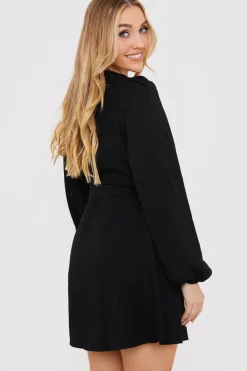 Balloon Sleeve Button Down Mini Dress