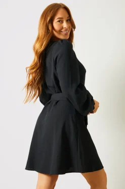 Balloon Sleeve Button Down Mini Dress