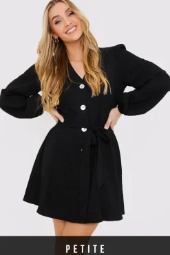 Balloon Sleeve Button Down Mini Dress
