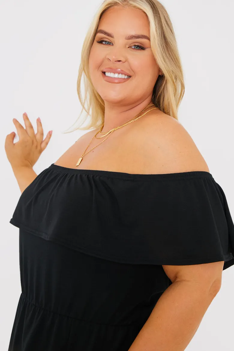 Bardot Split Detail Midi Dress