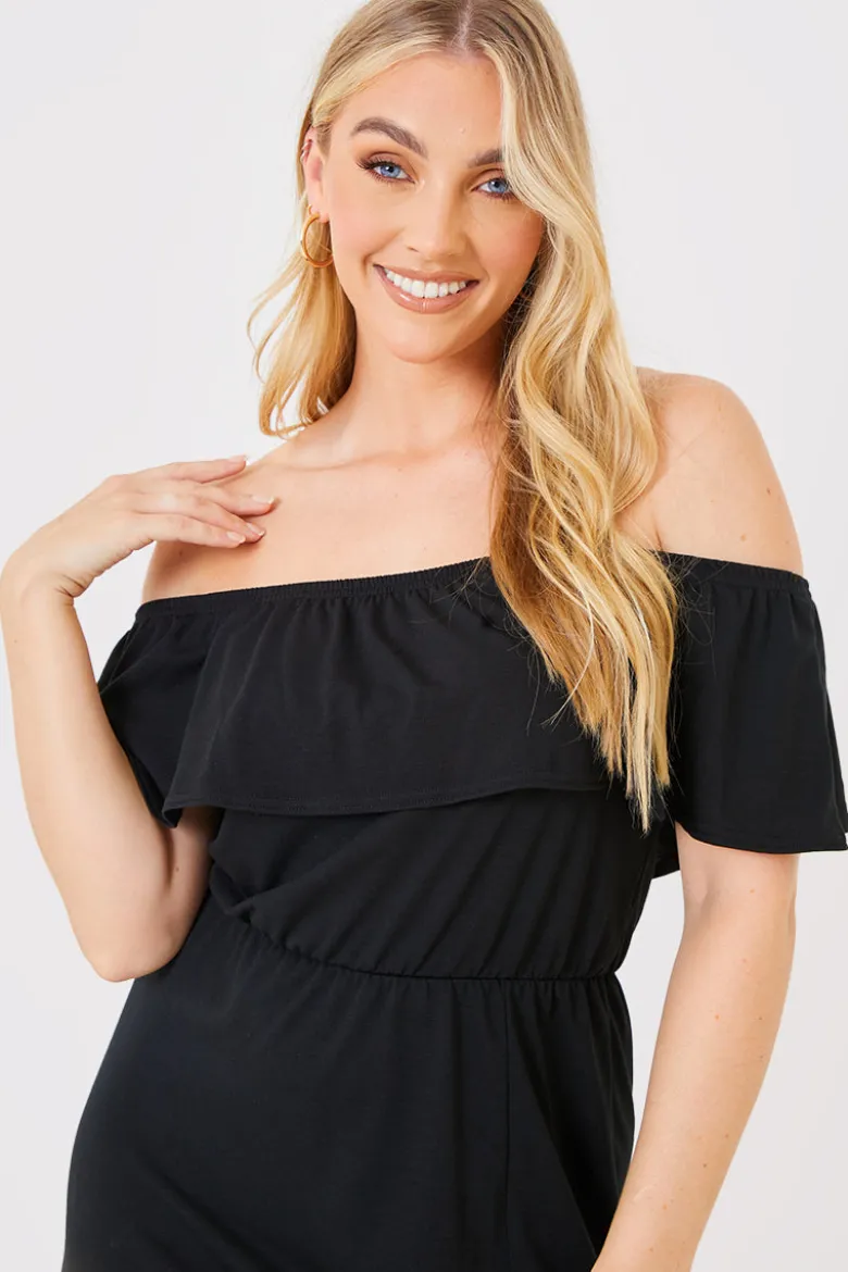 Bardot Split Detail Midi Dress