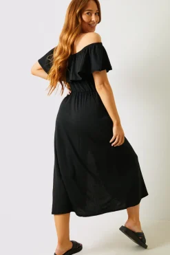 Bardot Split Detail Midi Dress
