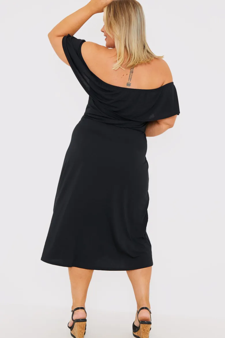 Bardot Split Detail Midi Dress