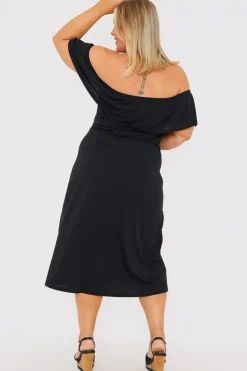 Bardot Split Detail Midi Dress