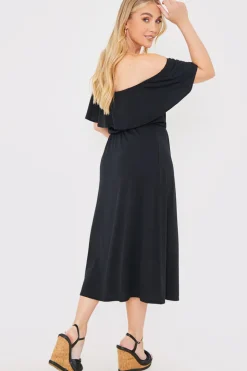 Bardot Split Detail Midi Dress