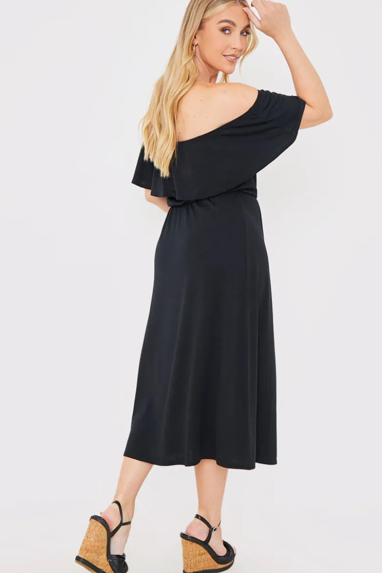 Bardot Split Detail Midi Dress