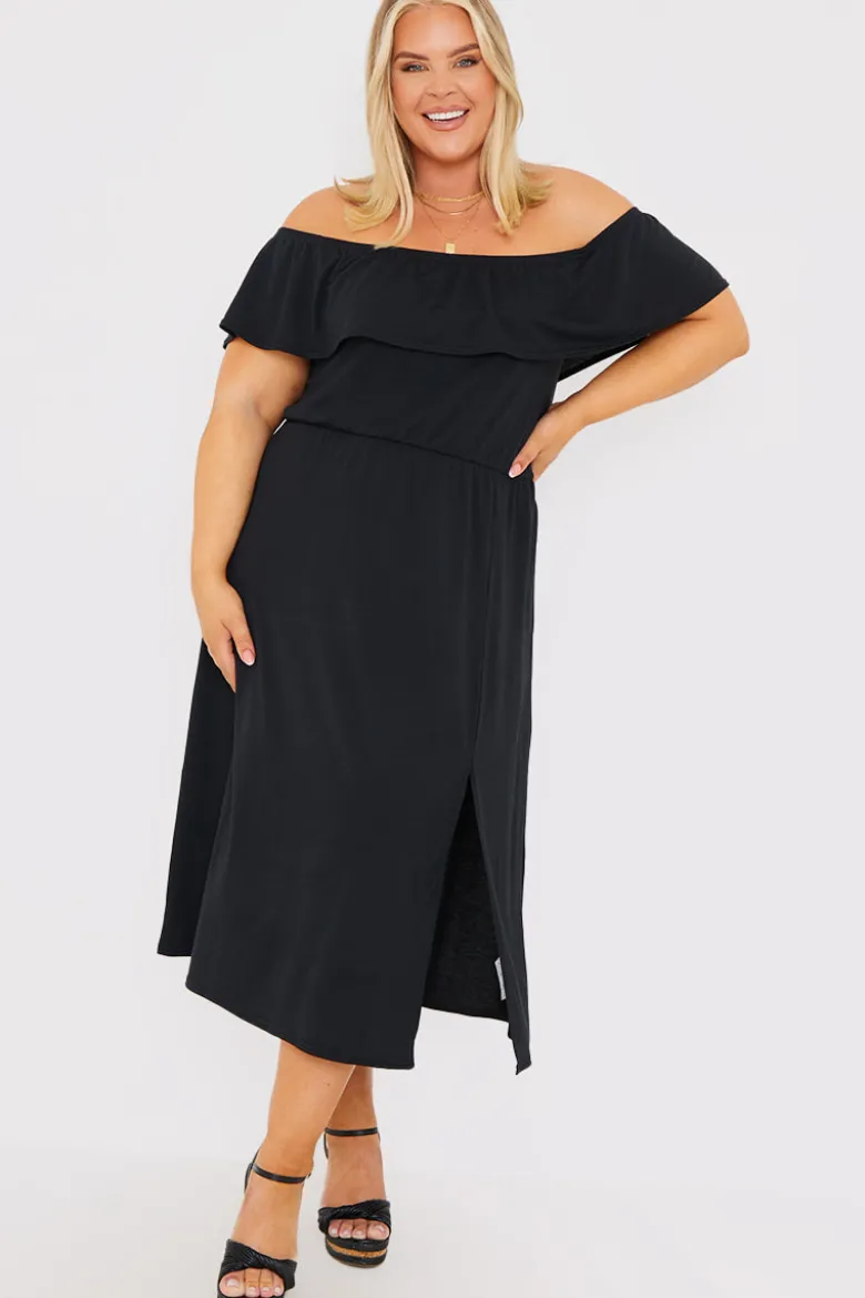 Bardot Split Detail Midi Dress