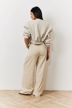 Beige Waistband Detail Tailored Trouser