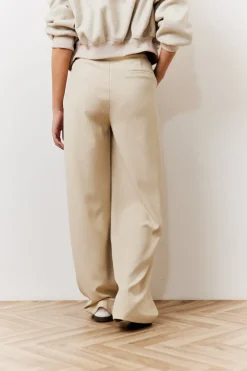 Beige Waistband Detail Tailored Trouser