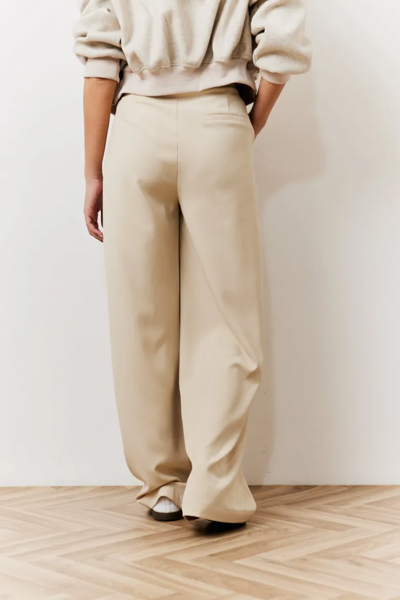 Beige Waistband Detail Tailored Trouser
