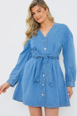 Belted Denim Shirt Dress