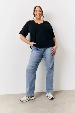 Black and White 2 Pack Slouchy V-Neck T-Shirt