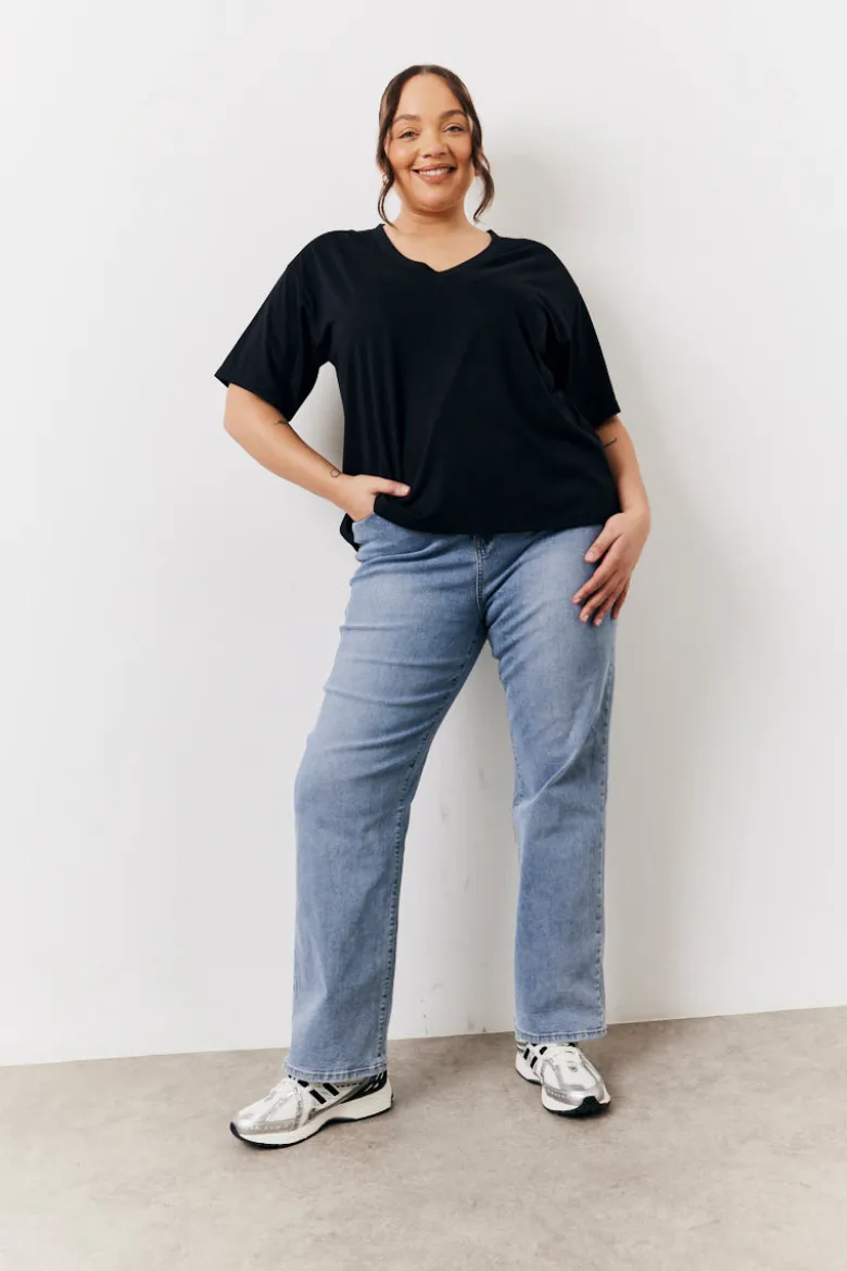 Black and White 2 Pack Slouchy V-Neck T-Shirt