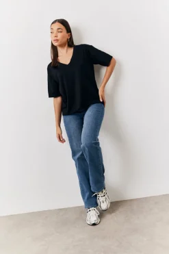 Black and White 2 Pack Slouchy V-Neck T-Shirt